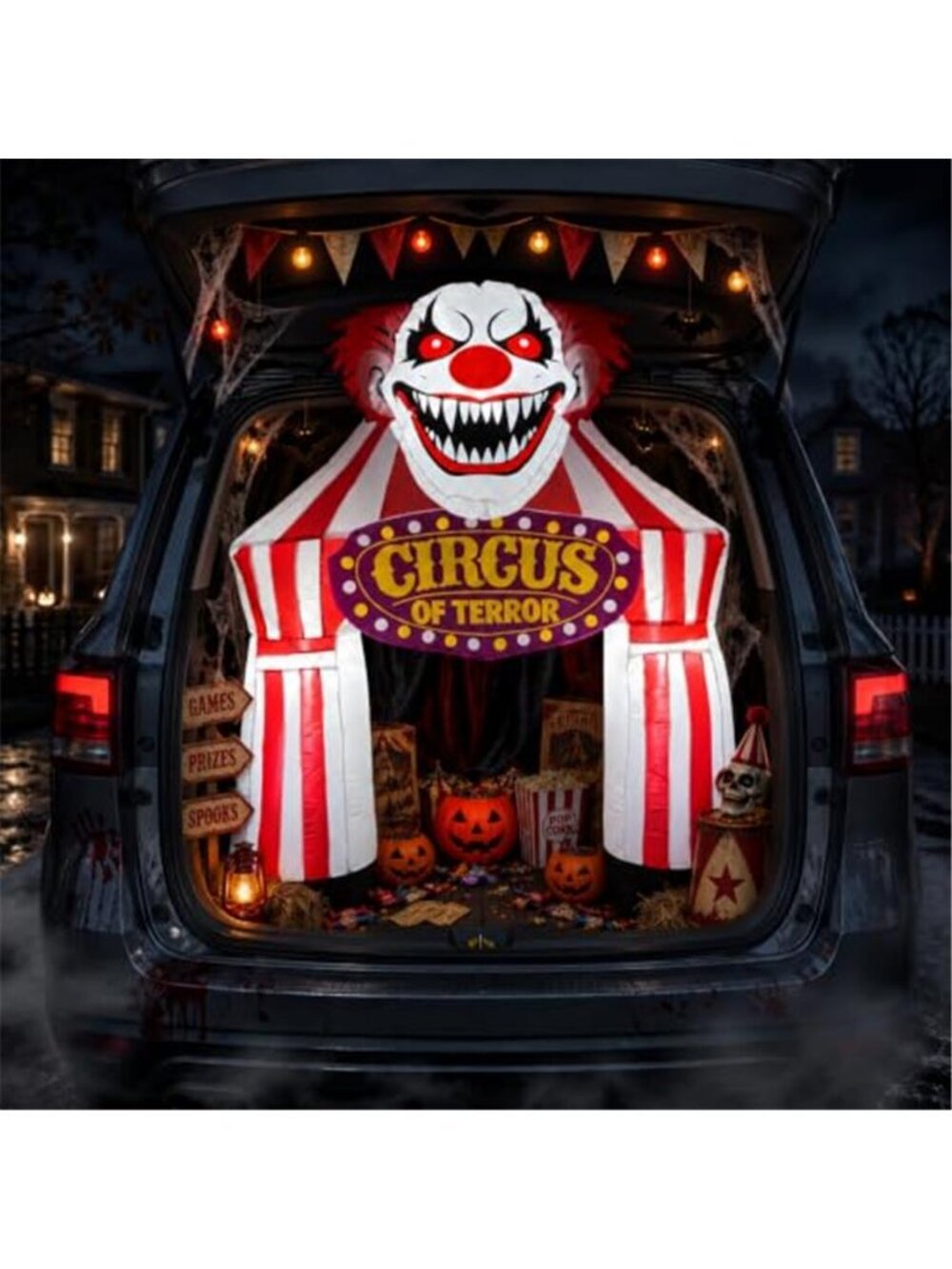 4FT Halloween Inflatable Circus Trunk or Treat Clown Archway Decorations